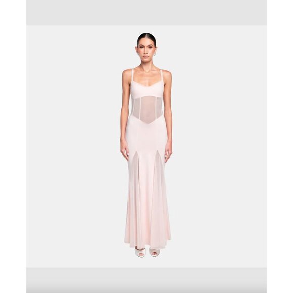 OW Collection Serenity Corset Sheer Maxi Dress PURPLE Lavender Womens Size Small - Picture 1 of 9